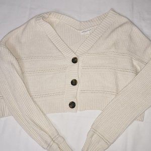 Cream Button-Up Crop Sweater